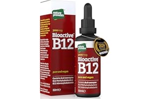 Vitamin B12 Liquid Drops (3000 mcg) Made in UK by Nature Provides - Methylcobalamin + Adenosylcobalamin (50ml), High Strength, Bioactive, Vegan, Energy & Sleep Support, Sublingual, Like B12 injections
