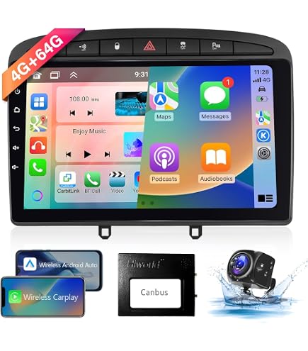 Autoradio Android 15 Pour Peugeot 308/408 (2007-2015) - 9" écran, CarPlay Sans Fil, Qualcomm 8 Cœurs, 4+64 Go