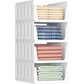Lifewit Wardrobe Organizer Clothes, 4 Pack Stackable Shelves Interior | Storage Chest for T-shirts and Trousers, Extendable C