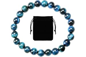 CAISYE Bracelet Oeil de Tigre Naturel 8 mm - Chakra de Chance et Harmonie, Yoga, Pierre Naturelle - Pour Femmes, Hommes, Couples - Mode Cadeau