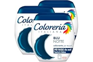 GREY 3x Coloreria Italiana Colorante per Tessuti in Lavatrice Colore Blu Notte Formula Tutto in Uno - 3 Confezioni Monodose da 350 g