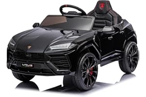 FINOOS Lambo Urus Elektroauto für Kinder, Originallizenz, Batterie, vertikal öffnende Türen, 2 Motoren, 12-V-Batterie, 2,4-GHz-Fernsteuerung, 1 bis 4 Jahre (Schwarz)