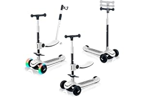 CAMTUN Trottinette Enfant Évolutive 3 en 1 avec Siège - Trois Roues, Guidon Réglable, Roues LED - Dès 2 Ans jusqu'à 50 kg