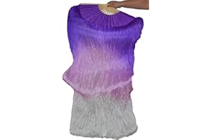 Tanzbekleidung & Accessories Schleierfächer Tanz Fächer Fächerschleier Seidenfächer Flügel Bauchtanz 1 Paar Violett-Lila-Weiß