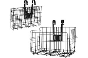 BAYINBROOK Cestino per Bici,Cestino Anteriore della Bicicletta,Staccabile Mesh Fold-Up Cestino Bicicletta per Diverse Biciclette Pieghevoli e Mountain Bike(Noir)