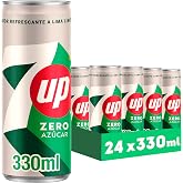 7 UP Lime &amp; Lemon Zero Soda Sugar-Free &amp; Zero Calories, 330 ml Cans, 24 Pack - 7.92 Liter Total, Lima Zero