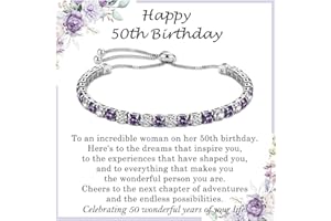 PDTU Birthday Gifts for Women, 30th 40th 50th 60th 70th 80th Birthday Gifts for Her Cubic Zirconia Adjustable Birthday Bracelet Presents for Mum Grandma Daughter Friends│30-80 Birthday Gifts for Women