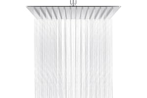 Bubuny Soffione e doccia a pioggia 8 pollici in acciaio inox 304 regolabile, soffione quadrato specchio lucido per parete o soffitto