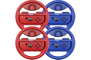 COODIO Switch Lenkrad, Switch Steering Wheel, Joy-Con Rennlenkrad für Mario Kart 8 Deluxe / Nintendo Switch & OLED Modell, M Rot / M Blau (4 Stück)
