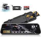【2023 Nuovo】4K Dash Cam Specchietto 10" Dashcam Retrovisore Telecamera per Auto con 170° Grandangolo IP69 Impermeabile Specch