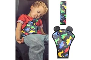 MHwan Protector Cinturon Coche Niños, 2 Piezas Lindo Dinosaurio Almohadilla Cinturon Coche, Transpirable y Agradable a La Piel Funda Cinturon Coche, Adecuado para Todas las Estaciones