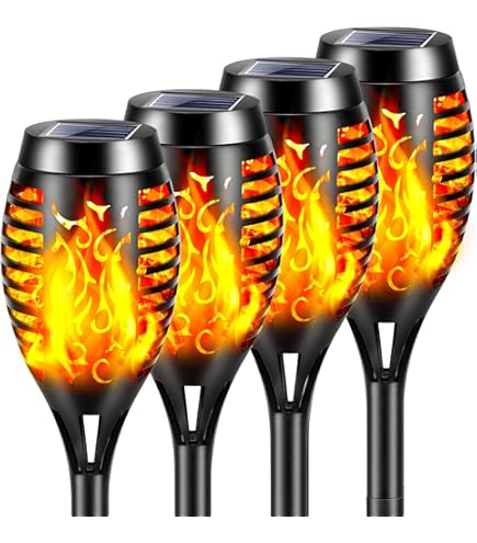 AGOTD 2 Stuks Zonne-energie Tuinfakkels - Vlammen Effect Waterdicht - 71-102 Cm