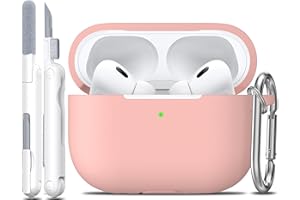 R-fun Etui do AirPods Pro 2./1. generacji z zestawem do czyszczenia, pełna silikonowa ochrona dla Apple AirPods Pro 2023/2022/2019 Etui ładujące [widoczna przednia dioda LED],Piaskowy róż