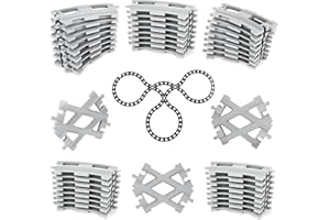 JAOGAUS Zestaw szyn miejskich, 43 sztuki, szyny kolejowe, 40 krzywych + 3 zwrotnice, na prezenty z klocków, zestaw rozszerzający