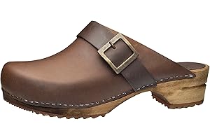 Sanita Urban | Zoccoli Aperti da Donna | Zoccoli in Pelle con Suola in Legno | Prodotto Originale Fatto Mano | Suola sostenibile