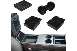 COLEXY 4PCS for Tesla Model 3/Y 2021-2024 Centre Console Organiser, Armrest Hidden Storage Box, Car Interior Flocked Hidden Cubby Drawer, Non-Slip & Vibration, Drink Holder, Tesla Interior Accessories