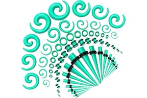 Reyshin 68 pièces Kit d'étirement des Oreillettes Ecarteur Oreilles Oreille Jauges Expansion Oreille Tunnel 14G-00G Tunnels silicone,Bouchons et bouchons en acrylique extension d'oreille