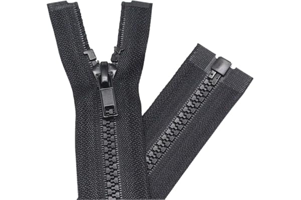 YaHoGa 2 Pièces 65 cm Séparable Fermetures Éclair Noir Plastique Fermeture Éclair pour les Jackets (65 cm)
