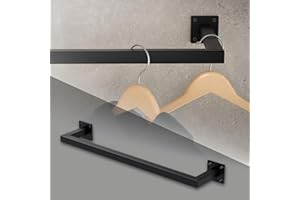 ‎ML DESIGN MODERN LIVING ML-Design Kleiderstange Rechteck für die Wand, T12cm x B60cm, Schwarz, aus Stahl, rostfrei, Garderobenstange U-Form, Kleiderständer Wandmontage, Kleidergestell Garderobenhalter, inkl. Montagematerial