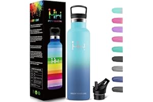 HoneyHolly Bouteille Isotherme 500ml, Gourde INOX avec Paille, Bouteille d'eau sans BPA, Réutilisable, Anti-Fuite, Isolation sous Vide en Acier Inoxydable à Double Paroi, pour Enfants, Adultes, Sport