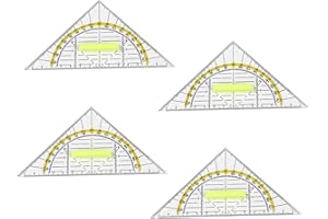 BESMRPG 4 Stück Geodreieck mit Griff,Geometrie Dreieck Lineal Klein Transparent,16cm Zeichendreieck Winkelmesser Set für Kinder Schule,Groß Kunststoff Metall Dreieck-Lineal,Flexibel Geo Kreisschablone