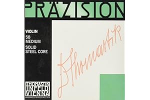 THOMASTIK-INFELD Thomastik Cuerdas para violín Precisión alma sólida en acero, juego 4/4 mediana con Mi en acero