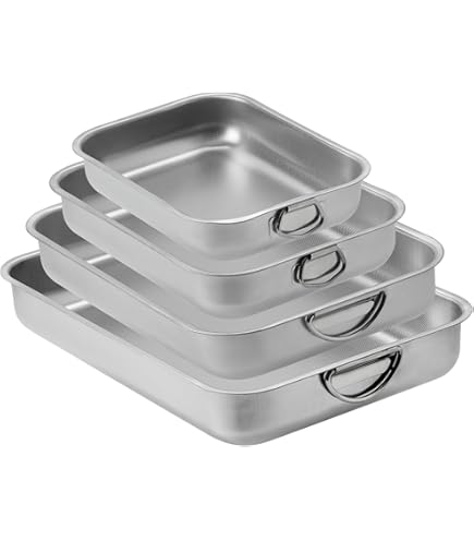 Set 2 Teglie Forno Acciaio Inox - 40x30cm E 31x22.5cm Per Lasagne E Focacce - Foto 7