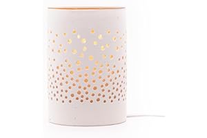 Candle-Brothers Elektrische Duftlampe Dots | Aromalampe Keramik Weiß | Für Duftöle & Wachsmelts | Raumduft Lampe | Duftlampe elektrisch | Beduftung für Wohnzimmer Schlafzimmer Flur