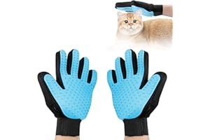 Fousenuk 1 Paar Fellpflegehandschuh, Fellpflege Handschuh aus Silikon mit Verstellbarem Klettverschluss Handschuhe für Hunde und Katzen, Katzenhandschuh für Deshedding, Baden, und Massieren
