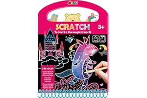 Avenir 6301604 Kratzbilder 3-in-1 Malblock, Bastelset, Scratch Book Magical World
