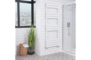 Warmehaus Designer Minimalist Bathroom Flat Panel Heated Towel Rail Radiator Ladder Rad 1600 x 600 mm - White