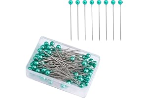 AIEX 100 Piezas de alfileres de Costura de 4 cm, Cabeza de Bola de plástico, alfileres de Costura Rectos para decoración de Joyas de costurera, artesanía y proyectos de Costura (Verde Hierba)