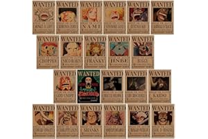 FISAPBXC OnePiece Anime Poster,22 PCS OnePiece Luffy Wanted Posters Set Affiche Aesthetic Papier Peint Manga Autocollant Peintures Murales Deco Tableau Decoration Murale Salon Dortoir Chambre à Coucher