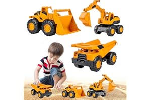 Dhqkqg Bagger Spielzeug, Sandspielzeug Bagger Sandkasten, Sandspielzeug Auto, Mini-Crew Kipplaster, Sandbagger Baufahrzeug, Sandbagger, Radlader, Sandspielzeugs für Kinder Ab 2-5 Jahr (3pcs)