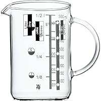 WMF Gourmet Glas Messbecher 0,5l, hitzebeständiges Glas, Skalierung für Liter, Milliliter, Tassen und Gramm