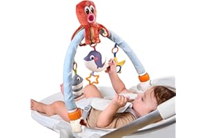 TUMAMA Baby Pram Arch Toys for Babies 0-3 Months Pushchair & Pram Toys with Rattle/Squeak Sensory Hanging Crib Arch Toys Stroller Toys for Newborn 3-6-12 Months, Infant Boys Girls Gift