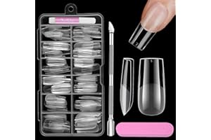 Venares 120 szt. tipsy kwadratowe krótkie tipsy 12 rozmiarów miękkie żelowe do paznokci, pilniki, bufor do skórek, dociskanie tipsów