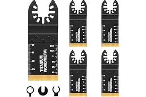 QIMEI-SHOP Cuchillas Herramienta Oscilantes de Titanio Multiherramienta Accesorios Hojas de Sierra Oscilante Compatible con Bosch Dremel Fein Multimaster 5 Piezas