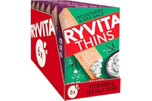 Ryvita Rosemary & Sea Salt Thins | Dipping, Snacking, Sharing | Fibre | Healthy | 6 PACKS of 125g