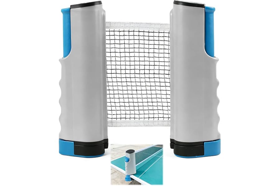 FunWorth Retractable Table Tennis Net with Adjustable Clamps – Fits Any Table up to 5cm Thick | Portable Ping Pong Net for Indoor, Outdoor, Kitchen, Office & Party Games