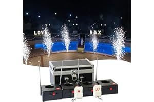 UPIKIT Mini-Kaltfeuerwerksmaschine – 4 StüCk Mit SchutzhüLle + 2 Kabellosen Fernbedienungen (70 M Reichweite), Kabelloser Kalter Pyrotechnischer EmpfäNger FüR BüHne/Party/Hochzeit