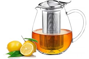 Wilmax | Teekanne Glas mit Siebeinsatz aus Edelstahl | 600 ml | Teapot | Teezubereiter für losen Tee | transparent | Herausnehmbarer Filter | Hitzebeständig | Spülmaschinenfest | Geschenkidee