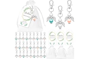 Johiux 30 Stück Schutzengel Silvester Glücksbringer Gastgeschenke Hochzeit Kommunion Taufe Weihnachten,Gastgeschenke Hochzeit mit Schutzengel Anhänger Organzabeutel und Karte,Abschiedsgeschenk Schüler