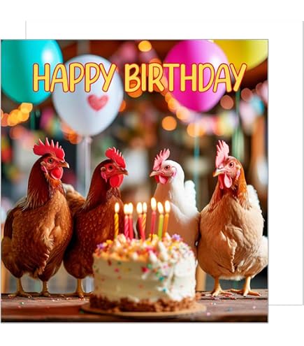 Biglietto Auguri Compleanno 'Spring Chicken' Con Gallina, Design Lottie Murphy, Per Lei