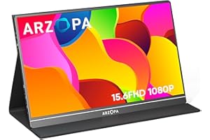 ARZOPA S1 Table Monitor Portátil Full HD de 15,6" y 1920x1080 Píxeles, Pantalla Móvil Externa IPS con HDMI/Tipo-C/USB-C para Portátil/PC/Mac/PS4/Xbox
