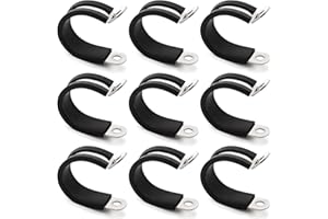 YYIGVMO 9 Pezzi 25mm Fascette Stringitubo in Gomma, Clip a P Rivestite in Gomma, Morsetto a P in Acciaio Inox 304, per Fissare Tubi e Cavi