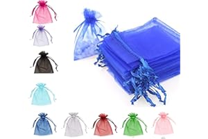 EMSIA Organza Bags 7x9cm Gift Wedding Favour Jewellery Pouches, Small Party Sweet Bags, Sheer Drawstring Pouches Perfect Size for Our Sunflowers Seeds Lavender Bags (Dark Blue, 7 x 9 cm - 25 pcs)