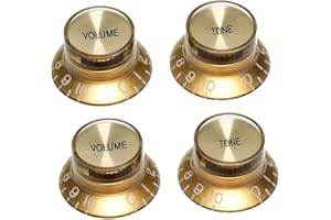 NORTHWEST GUITARS 4 x Top Hat Volume & Tone Knobs Gold/Gold for Alpha Pots (Epiphone)