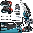 DIKAKO SENDRY Mini Chainsaw 6-Inch, Powerful Cordless Rechargeable Handheld Small Electric Saw Powered by 2Pcs 21V 7500mAh Batteries for Wood Cutting, Tree Trimming, Branch Pruning, Gardening, Camping