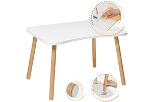 ‎PLAYPALS FURNITURE PlayPals Furniture Kindertisch aus Holz, Kinder Tisch Kinderzimmertisch weiß, 52 x 70 cm, weiß, Selbstbau, hohe Qualität, natürliche Kindersitzmöbel, Kleinkindtisch - Kleiner Tisch
